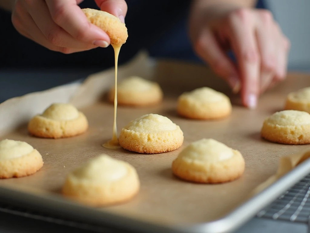 Fresh cookies cooling on a baking sheet