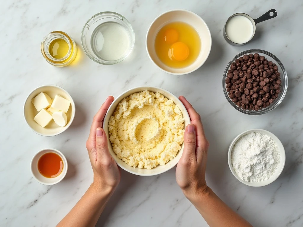 Ingredients for an easy chocolate chip cake