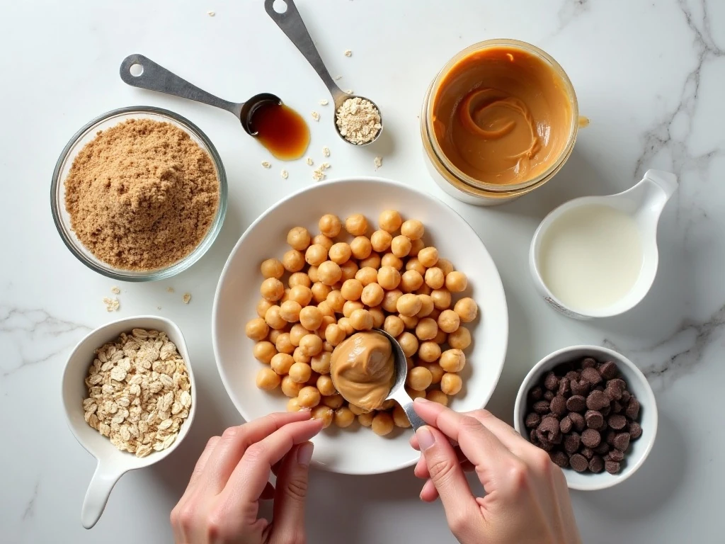 Ingredients for chocolate chip cookie dough hummus