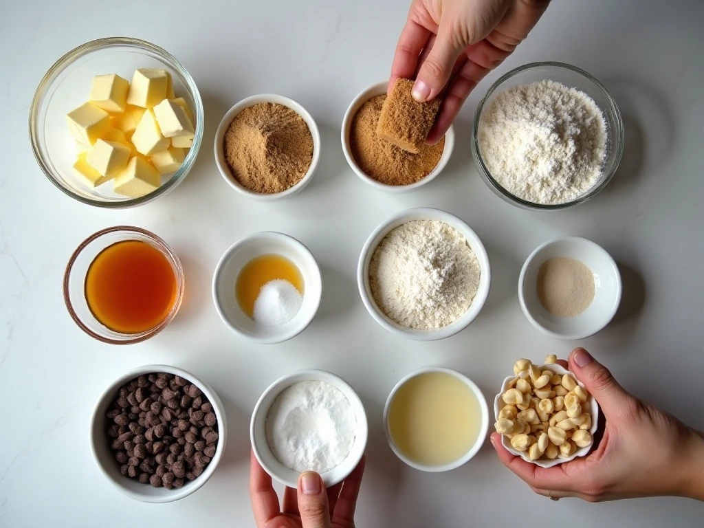 Ingredients for homemade chocolate chip cookie pizza