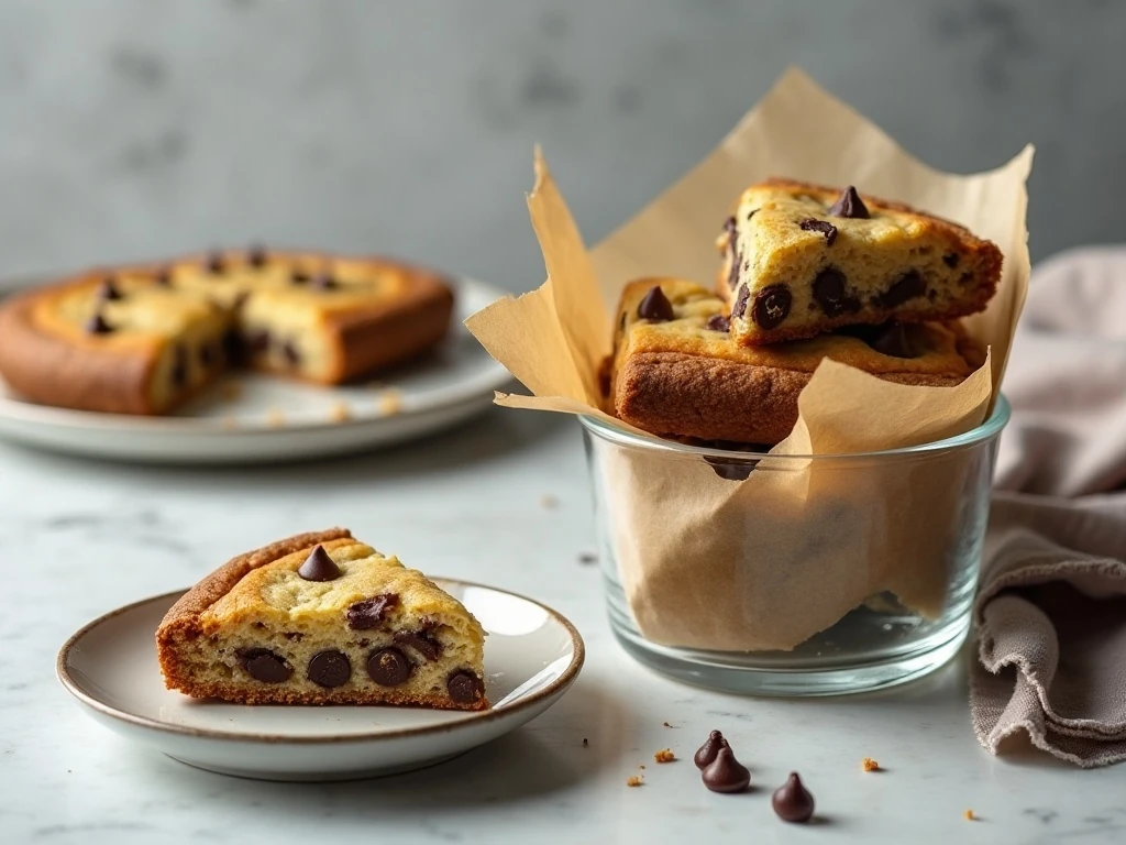 Stored chocolate chip cookie pizza wedges