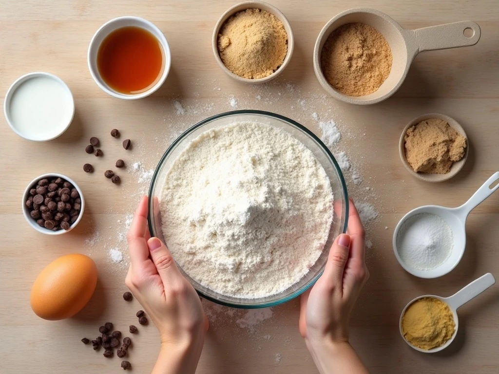 Ingredients for healthy chocolate chip wheat mini muffins