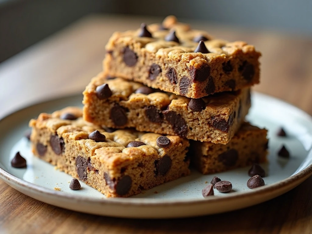Stack of soft chewy chocolate chip granola bars