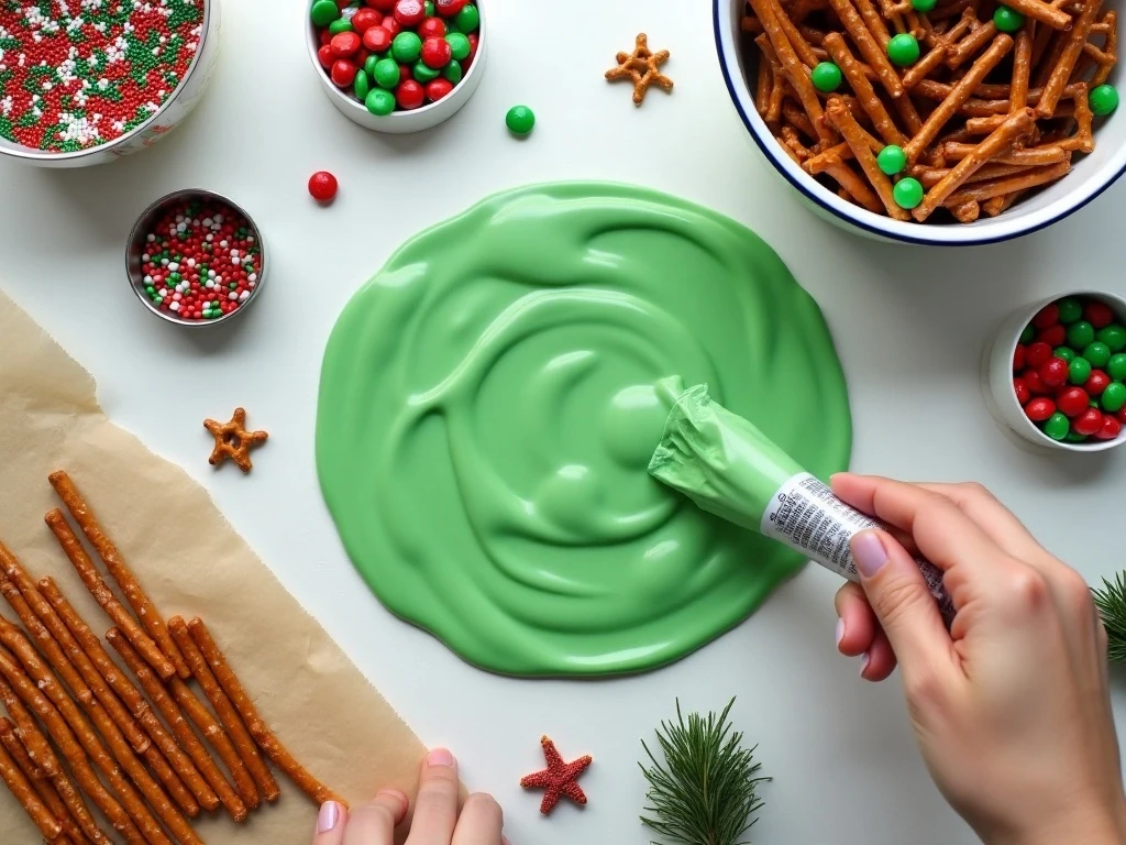 Ingredients for no-bake chocolate Christmas tree candy