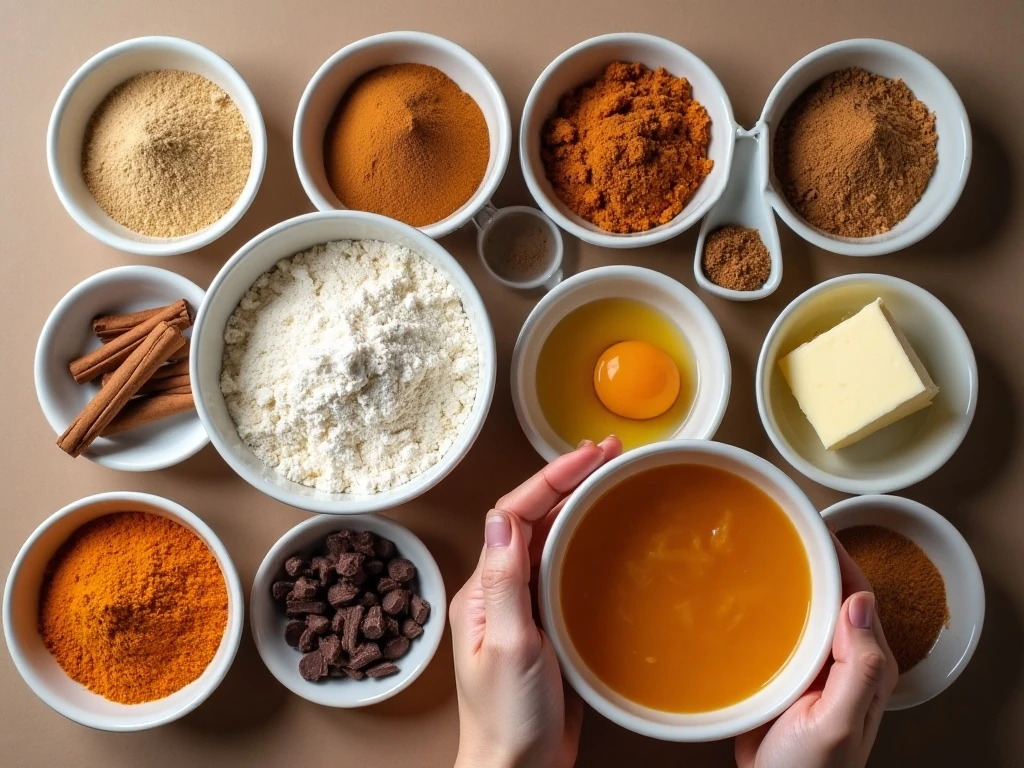 Ingredients for chocolate chunk pumpkin spice bread