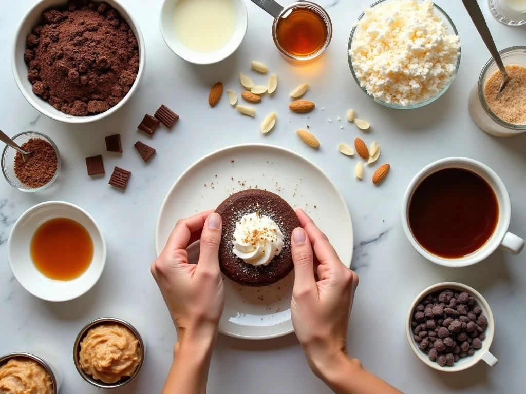 Ingredients for easy chocolate coconut Almond Joy cake