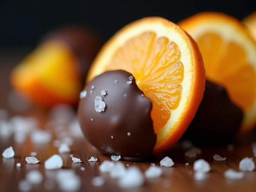 Chocolate-covered orange with flaky sea salt