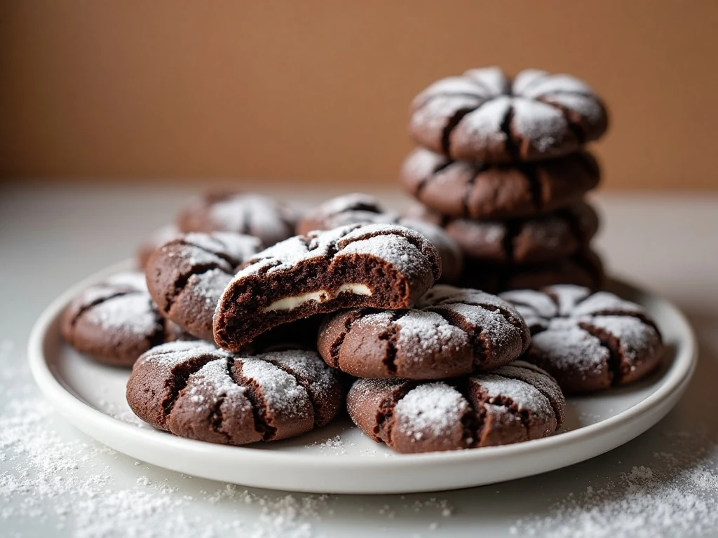A platter of easy fudgy chocolate crinkle cookies