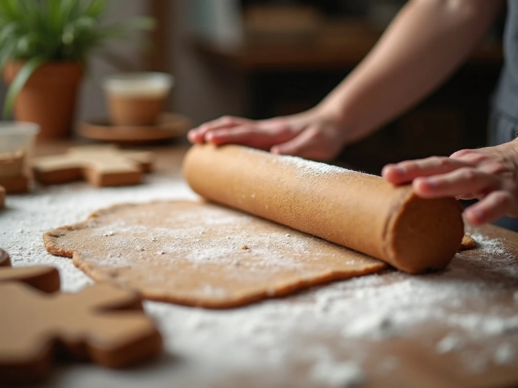 Rolling and cutting gingerbread cookie dough