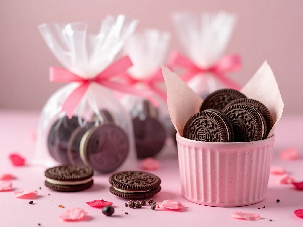 Gift-ready chocolate-dipped OREO cookies stored for Valentine’s Day