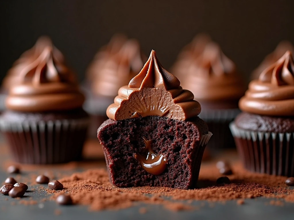 Moist chocolate mayonnaise cupcakes with chocolate frosting