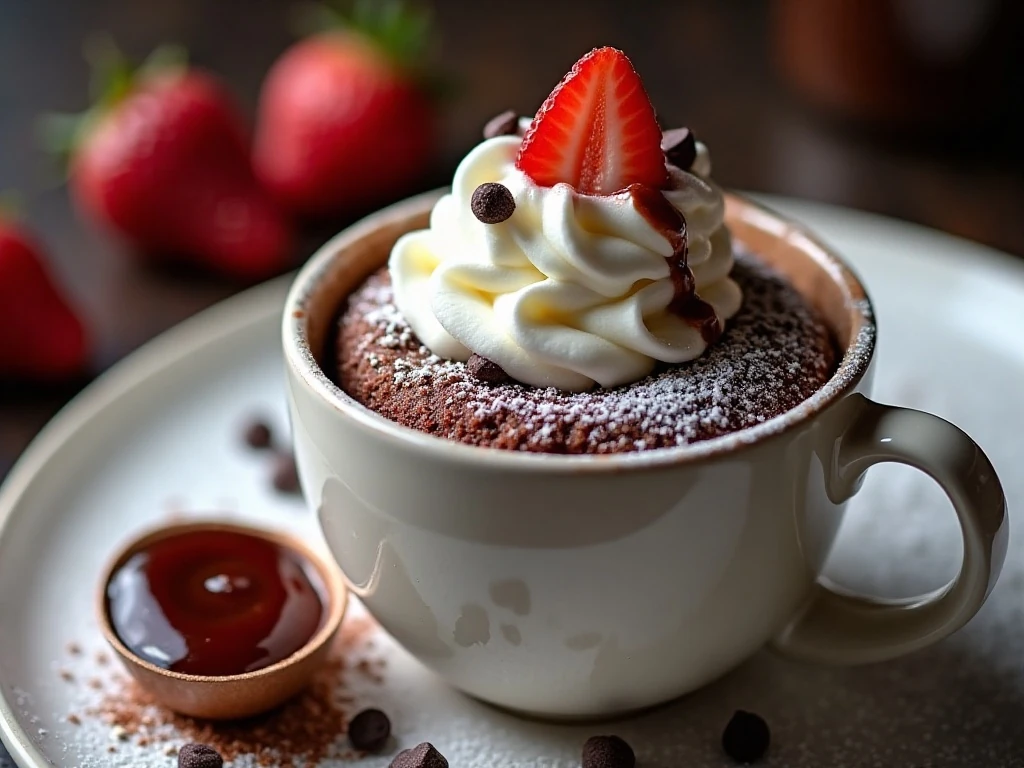 Chocolate mug cake toppings and garnish ideas