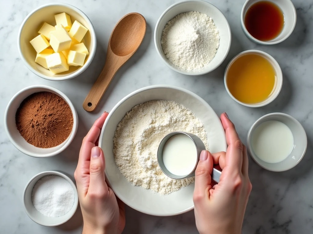 Ingredients for Southern-style chocolate pound cake