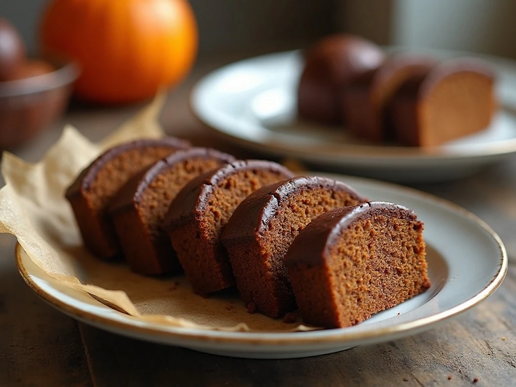 Stored slices of chocolate pumpkin cake