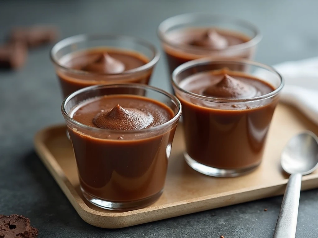 Covered chocolate pumpkin pudding portions ready to chill