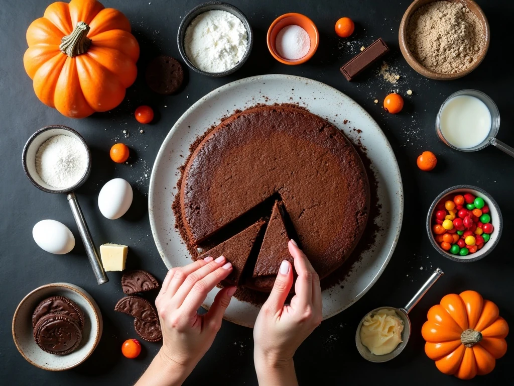 Measured ingredients for chocolate ricotta graveyard cake