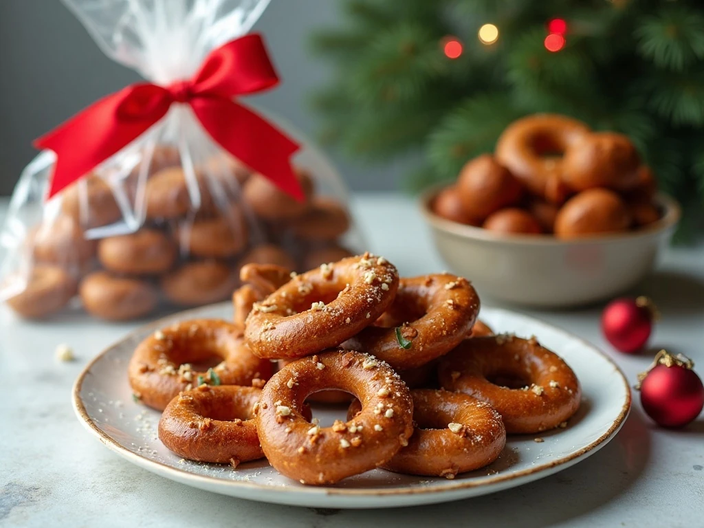 Christmas pretzel hugs packaged for holiday gifting and storage