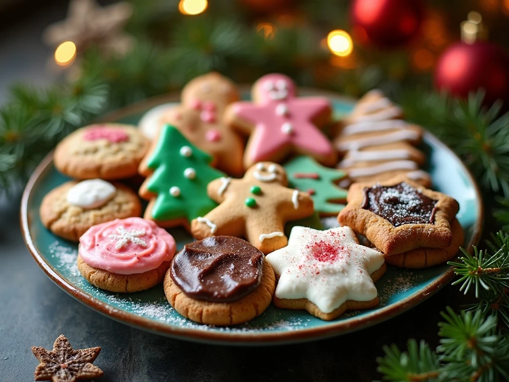Assorted fun Christmas cookies for a family baking day