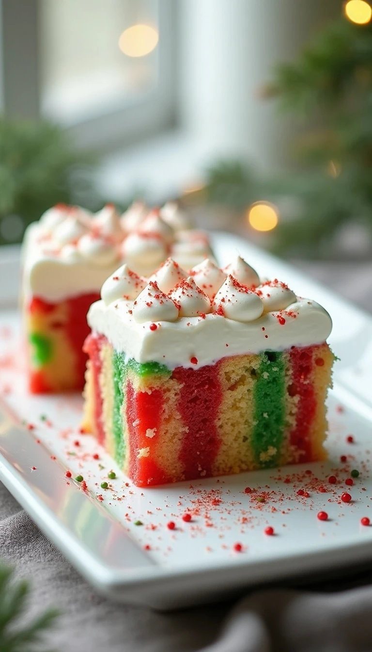 Easy Christmas Poke Cake Recipe with Red and Green Jell-O