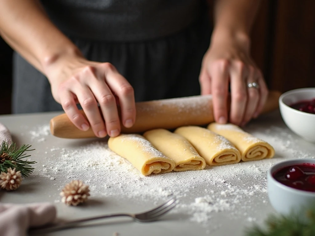Rolling pastry dough and preparing rectangles for homemade Pop-Tarts