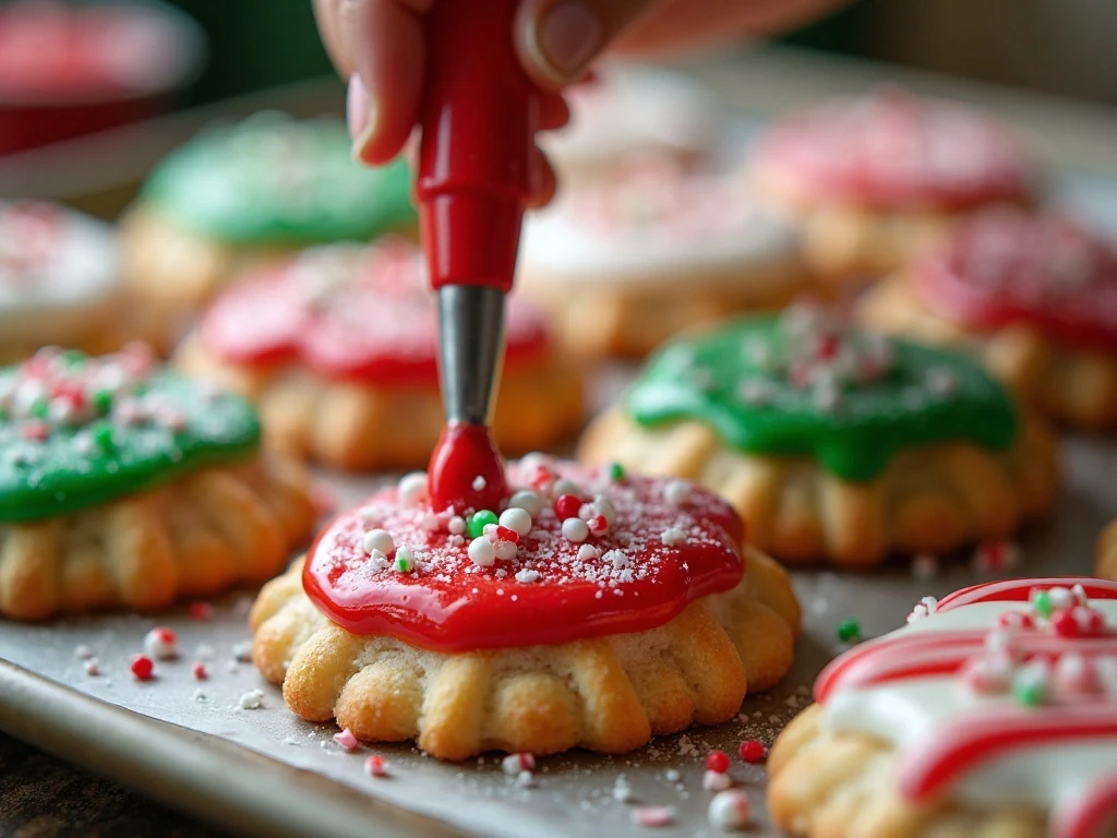 Close-up of red green and white icing on Christmas Pop-Tarts