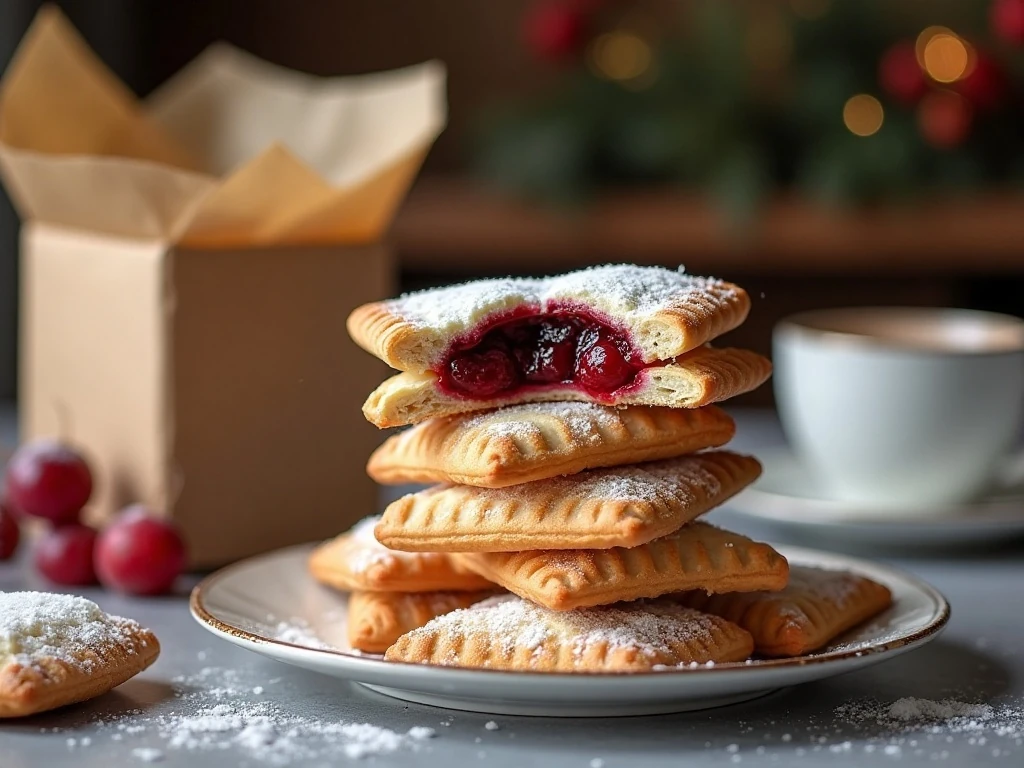 Christmas Pop-Tarts served with hot drinks for a festive breakfast