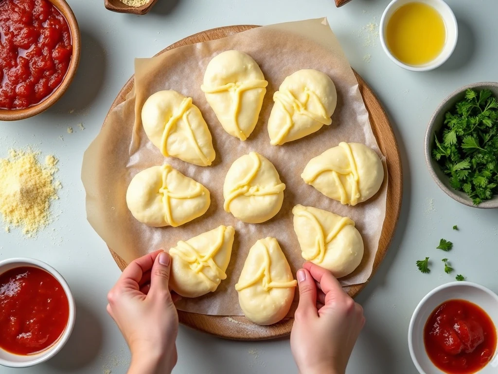 Ingredients for cheesy Christmas tree bread appetizer