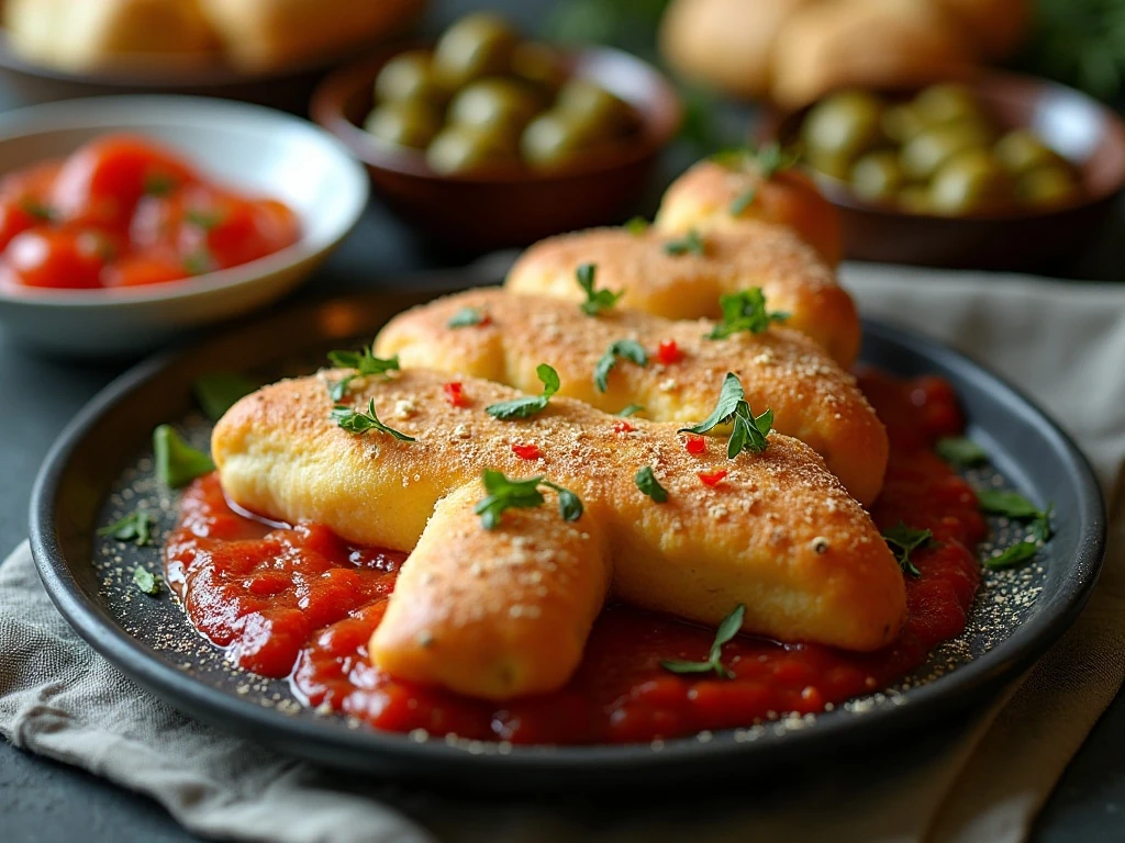 Christmas tree bread centerpiece with marinara dipping sauce