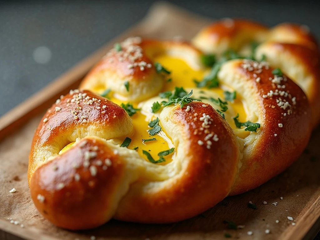 Close-up of melted mozzarella inside garlic butter Christmas tree bread
