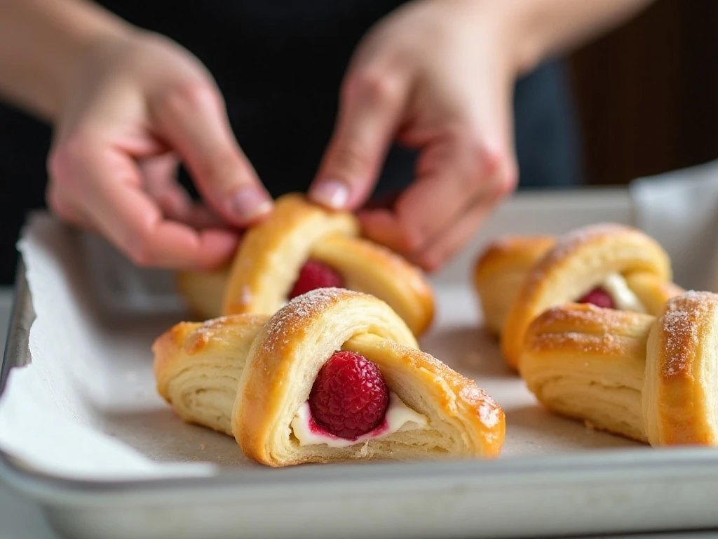 Twisted puff pastry branches on a filled Christmas tree Danish