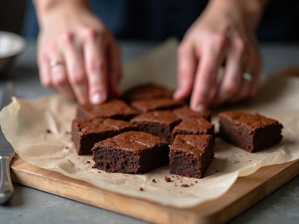 Neat triangle brownie cuts with a fudgy chocolate center