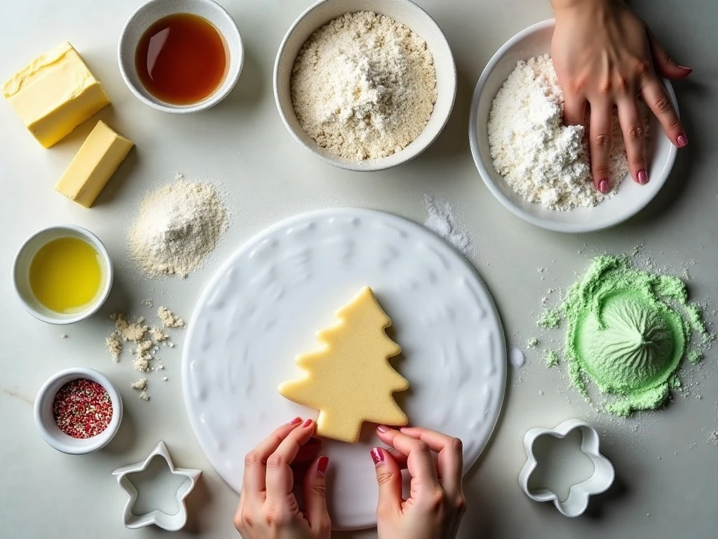 Ingredients for Christmas tree sugar cookies and royal icing
