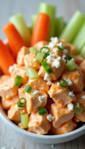 Chunky Buffalo Chicken Salad Recipe with Blue Cheese and Crisp Vegetables