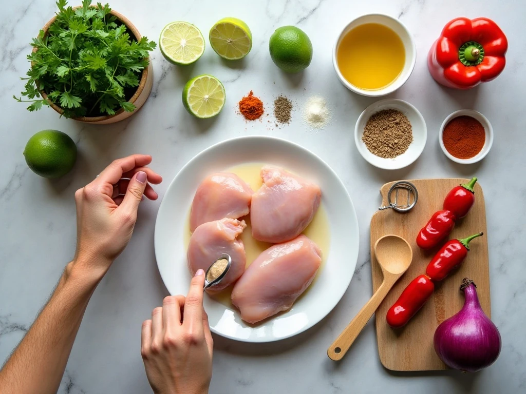 Ingredients for zesty cilantro lime chicken kebabs