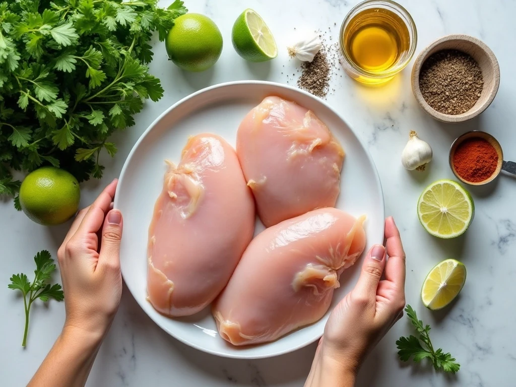 Ingredients for easy cilantro lime chicken marinade