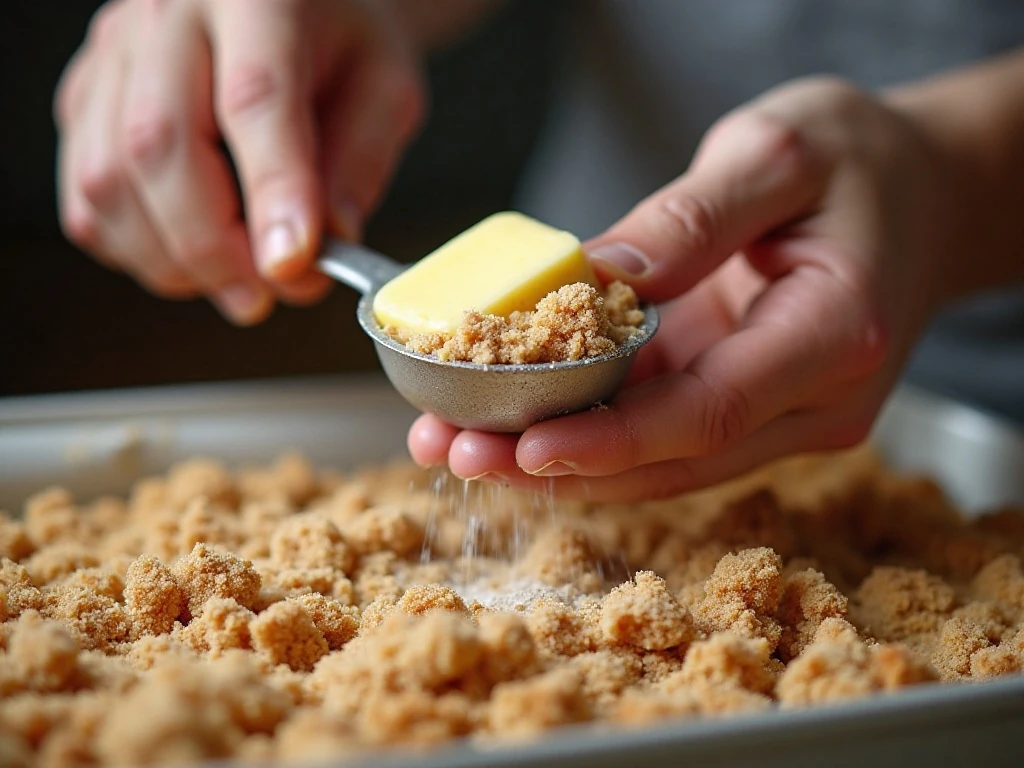 Making cinnamon brown sugar streusel topping for casserole