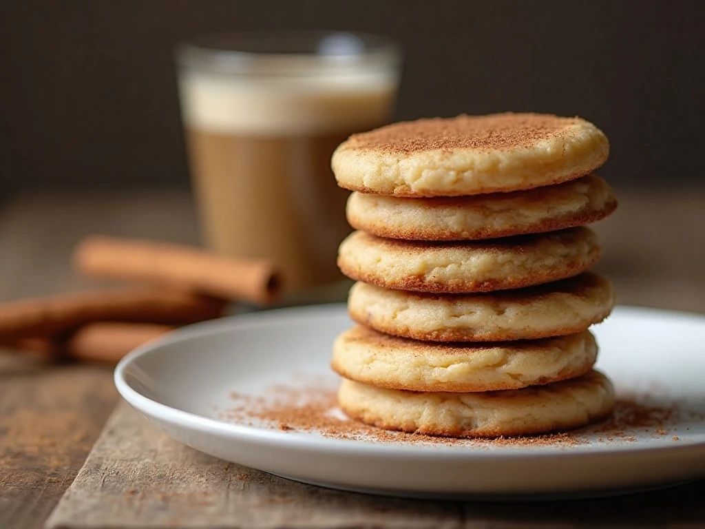 Stack of soft cinnamon cream cheese cookies with cinnamon-sugar coating