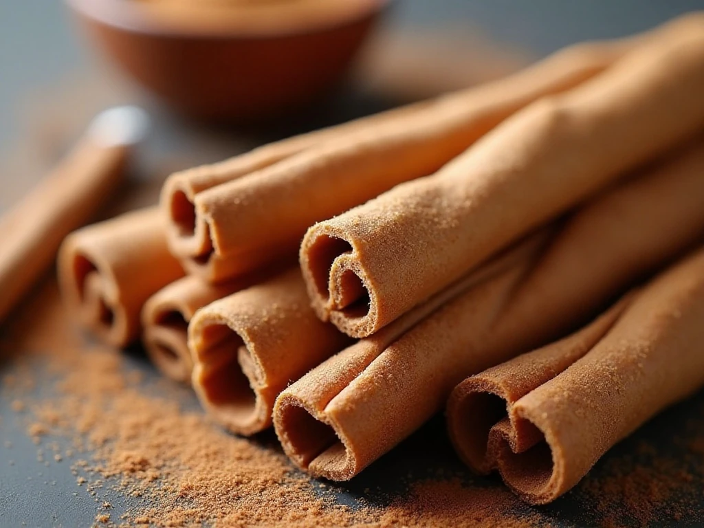 Close-up of tender golden cinnamon sugar sticks