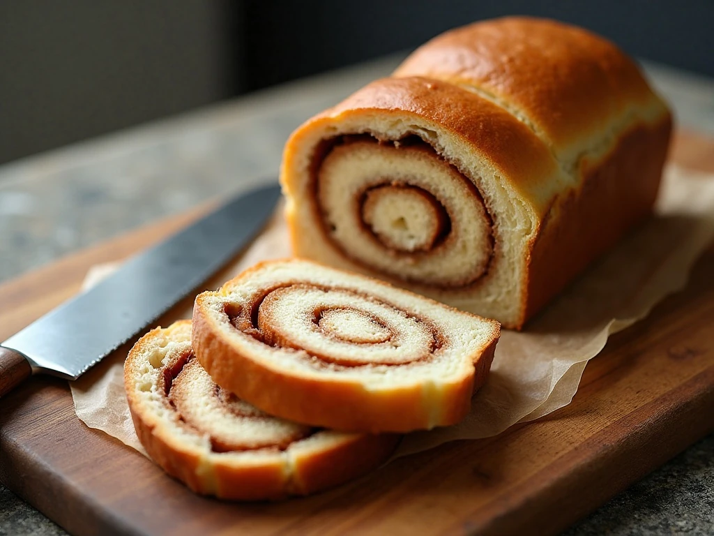 Sliced cinnamon bread ready for storing or serving