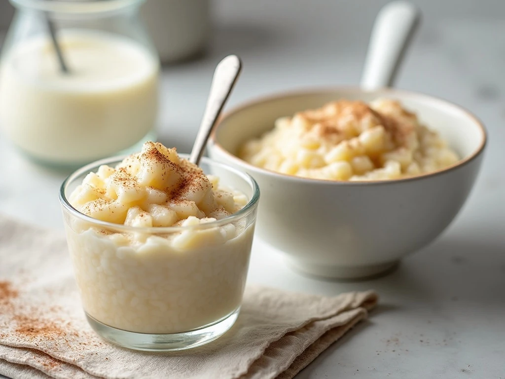 Stored and reheated cinnamon rice pudding