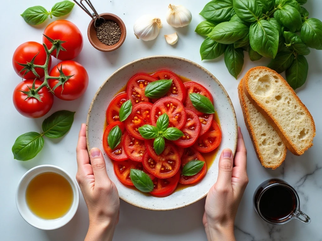 Fresh ingredients for classic bruschetta