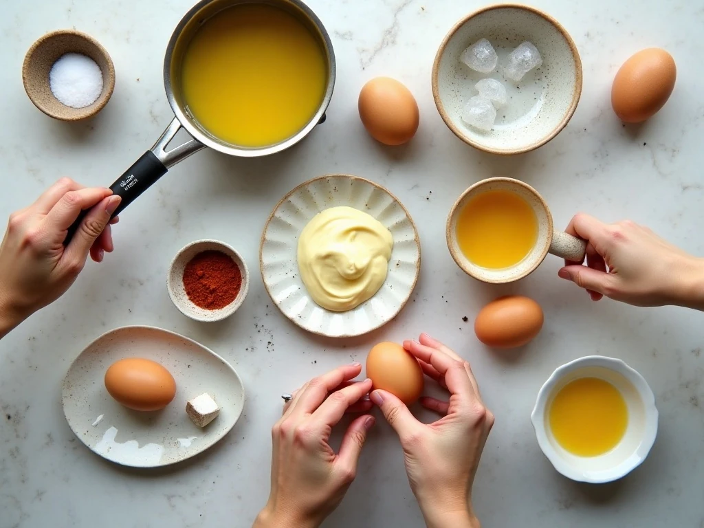 Ingredients for an easy classic deviled eggs recipe