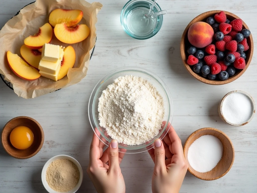 Ingredients for an easy classic fruit galette