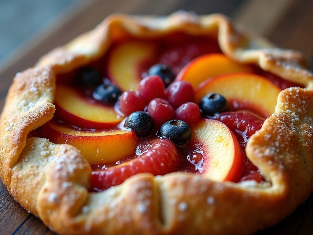 Colorful seasonal fruit filling in a galette