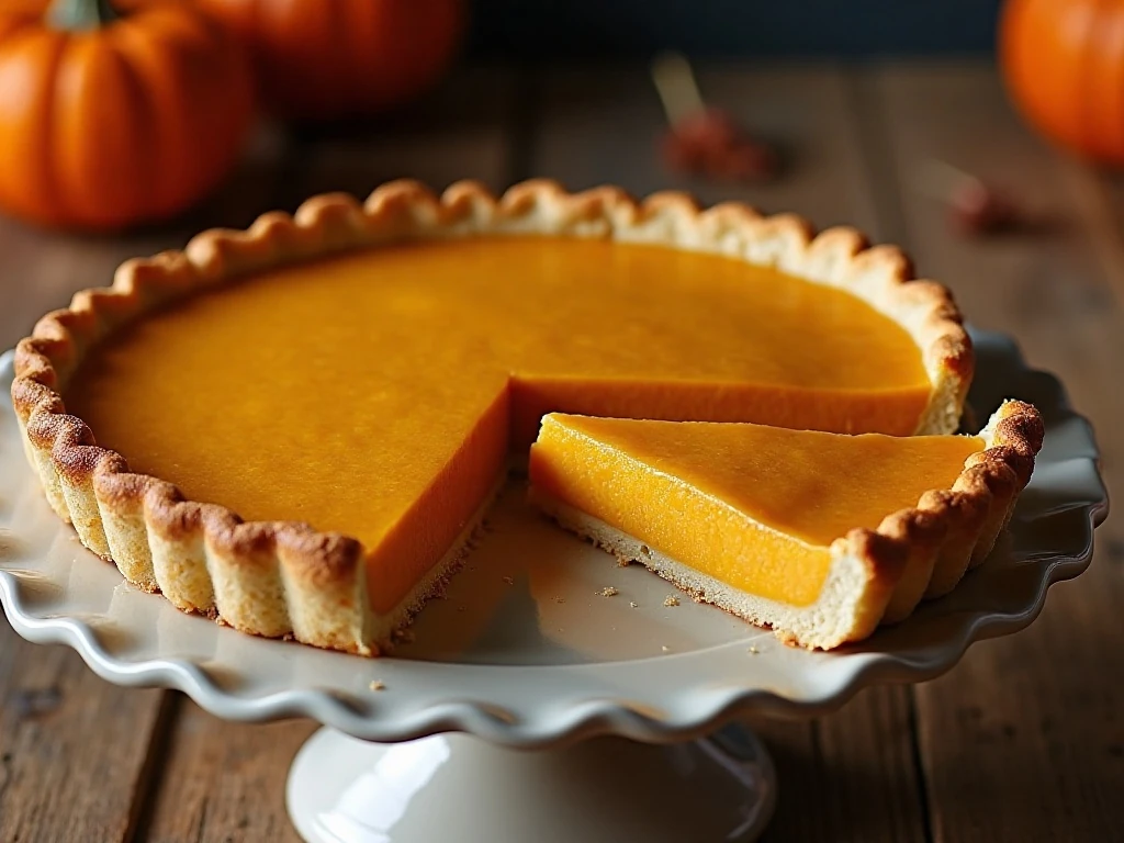 Classic pumpkin pie with a golden crust and smooth pumpkin custard