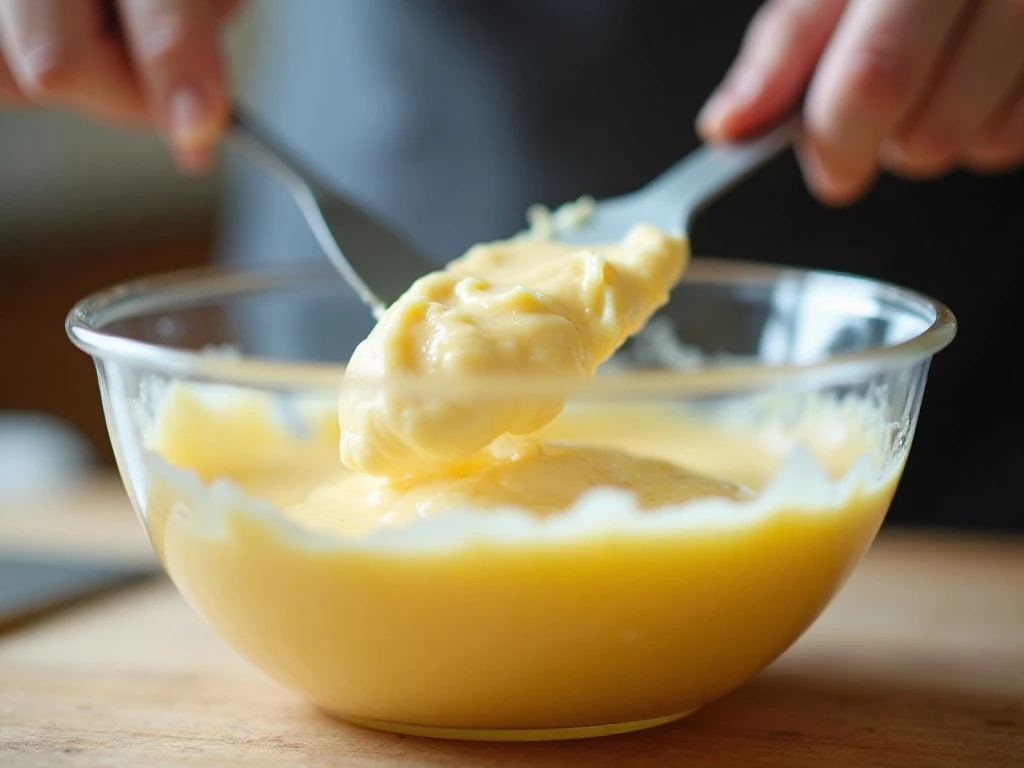 Folding whipped egg whites into the cloud bread batter