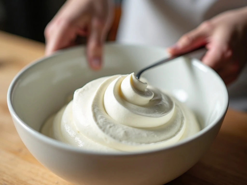 Glossy stiff egg white peaks for cloud bread