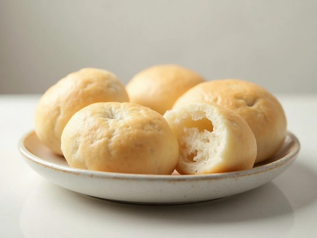 Fluffy homemade cloud bread rounds showing their airy texture