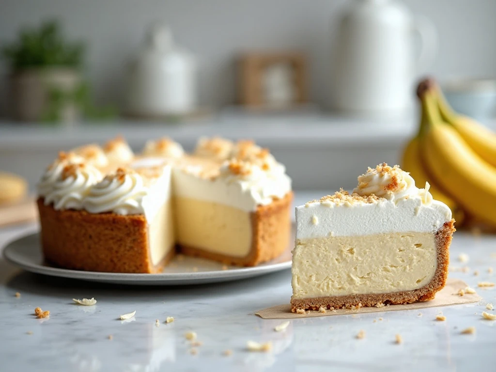Covered coconut banana cream pie ready to chill before serving