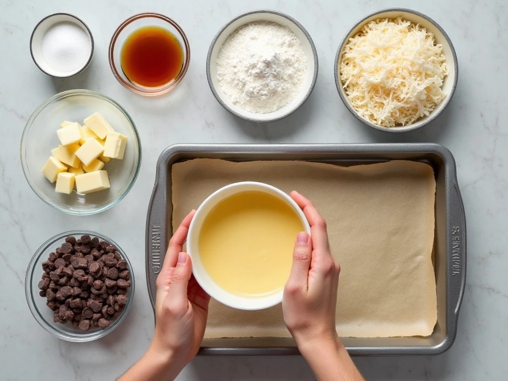 Ingredients for coconut Bounty cookie bars